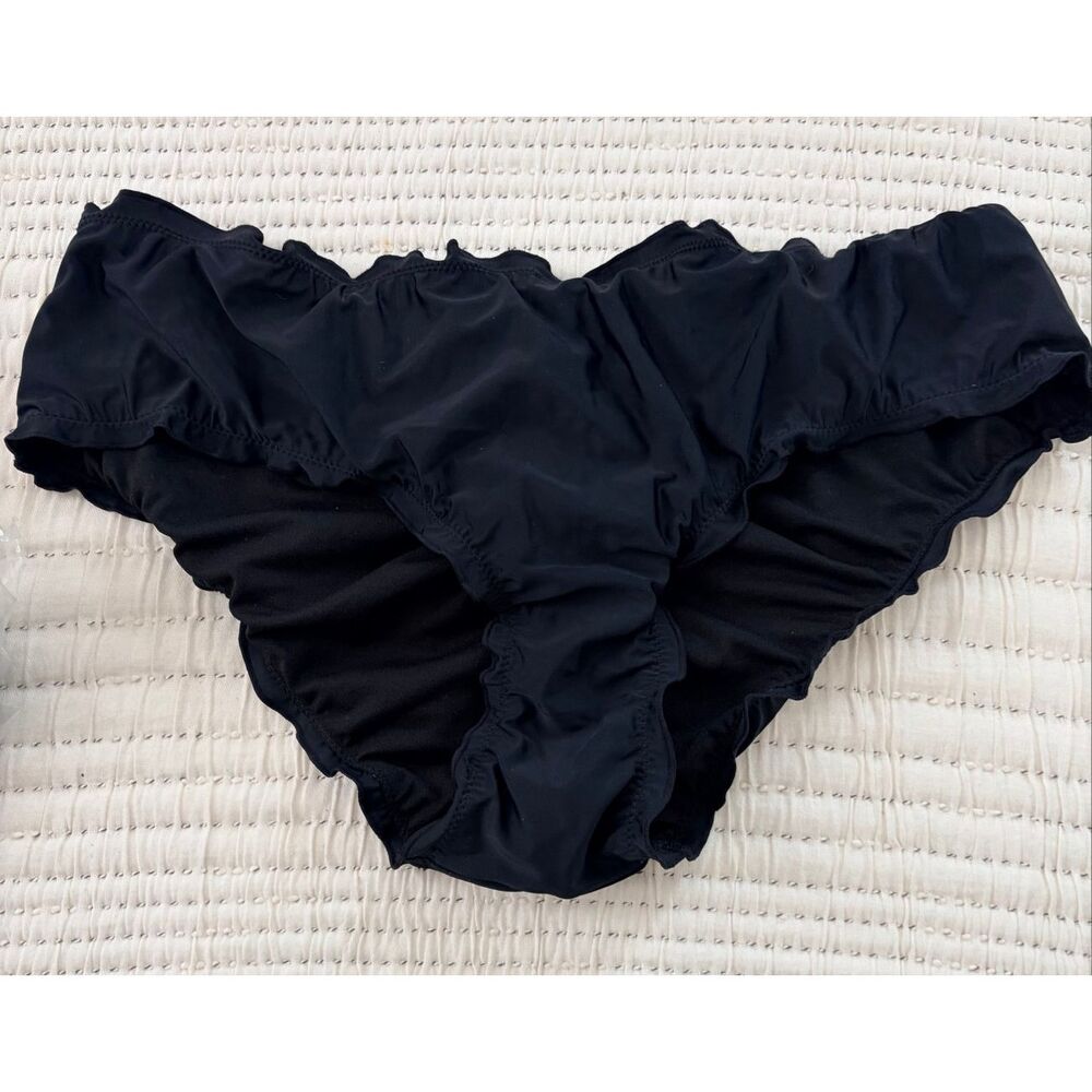 NEW Black Ruffle Bikini Bottoms 16W/18W High Waist Ruched Cheeky Swimwear Flowy